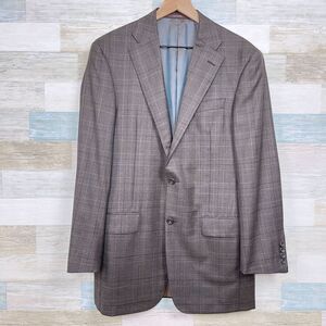 Hickey Freeman Plaid Sport Coat Brown Wool Two Button Bespoke USA Made Mens 38